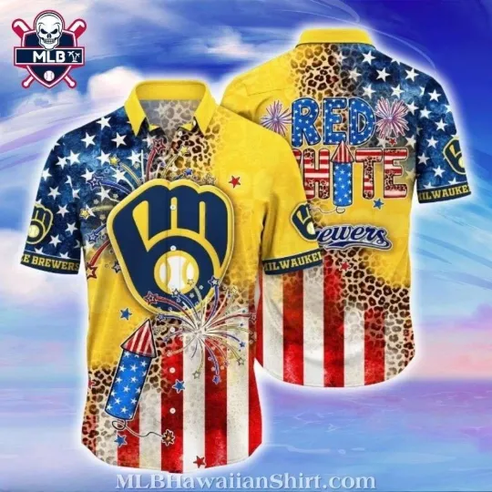 Discover Fireworks And Freedom – Milwaukee Baseball Team Brewerss Patriotic Hawaiian Shir