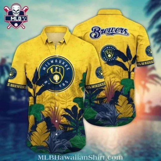 Discover Jungle Fever – Milwaukee Baseball Team Brewerss Lush Foliage Hawaiian Shirt