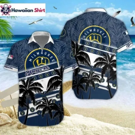 Discover Palm Tree Sunset Milwaukee Baseball Team Brewerss Aloha Shirt Design