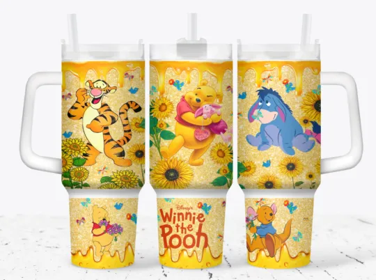 Discover Handmade 40oz Stainless Steel Tumbler-Winnie the Pooh-Disney-Cartoon-Eeyore-Gift
