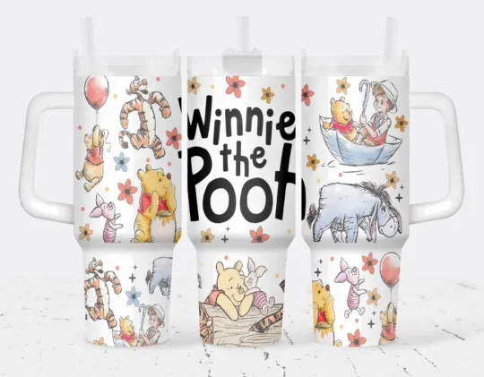 Discover Handmade 40oz Stainless Steel Tumbler-Winnie the Pooh-Disney-Eeyore-Friends-Gift