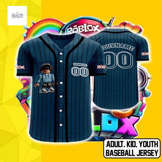 Roblox Custom Baseball Jersey, Personalized Gamer Shirt, Kids Youth Adult Roblox Jersey