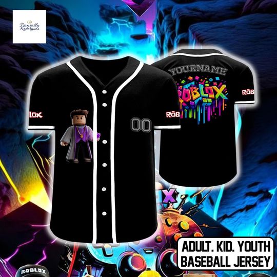 Roblox Neon Drip Baseball Jersey, Custom Name Number Shirt