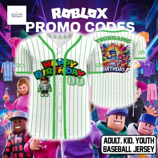 Discover Roblox Happy Birthday Baseball Jersey, Personalized Name Number Shirt