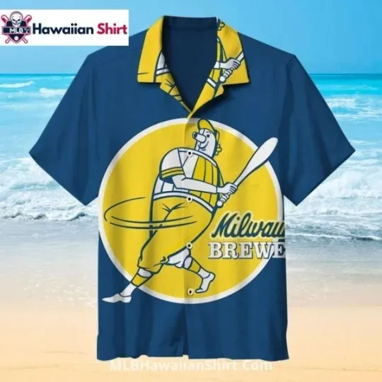 Discover Retro Cartoon Milwaukee Baseball Team Brewerss Aloha Shirt Bold Logo