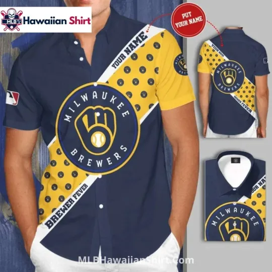 Brewer Fever Personalized Milwaukee Baseball Team Brewerss Hawaiian Shirt Navy