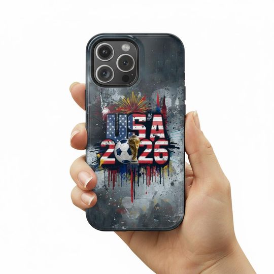 Discover USA 2026 World Cup iPhone Case, Patriotic Soccer MagSafe Cover, Football Fan Gift