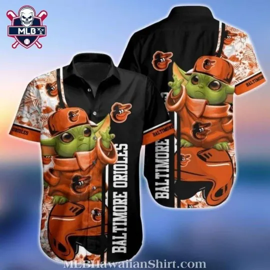 Discover Baby Yoda And Tropical Flowers Baltimore Baseball Team Orioless Hawaiian Shirt