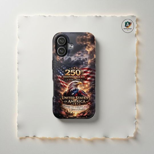 Discover USA 250th Independence Day Phone Case, USA Anniversary Gift, Gift for Soldier, Patriotic Mens Gift, Epic American Eagle, Semiquincentennial