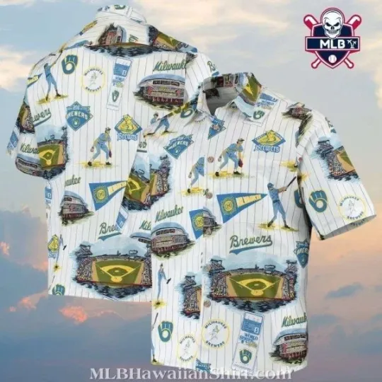Discover Milwaukee Baseball Team Brewerss Tropical Hawaiian Shirt With Stadium Design