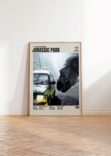 Discover Jurassic Park Movie Poster, Minimalist Retro Art Print