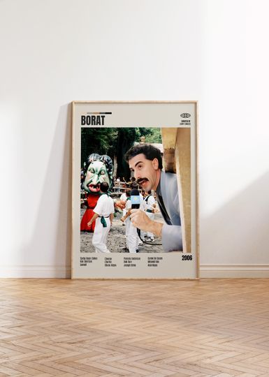 Discover Borat Movie Poster, Minimalist Retro Art Print