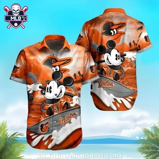 Discover Baltimore Baseball Team Orioless And Mickey Mouse Adventure Hawaiian Shirt