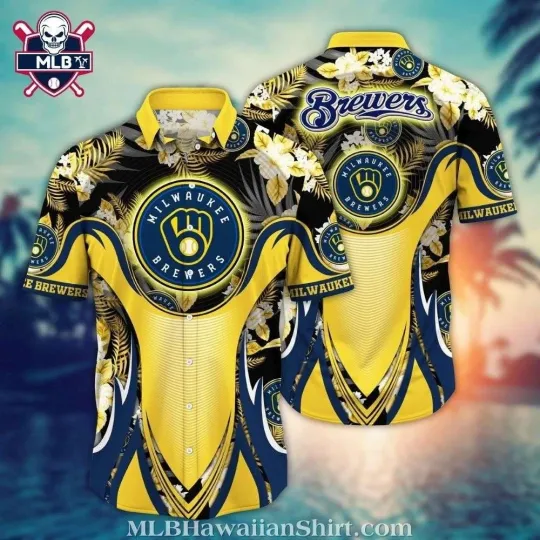 Tropical Elegance – Milwaukee Baseball Team Brewerss Floral Hawaiian Shirt
