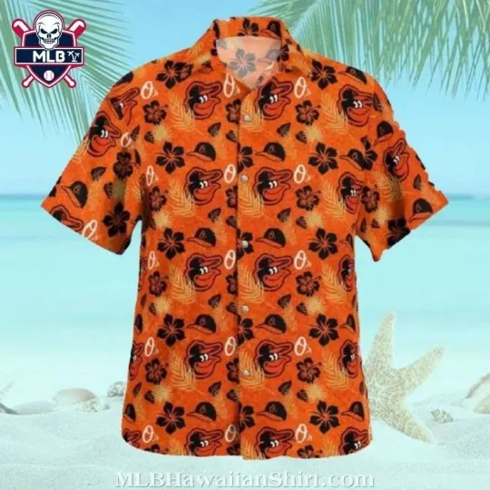Discover Baltimore Baseball Team Orioless Casual Orange Hibiscus Hawaiian Shirt