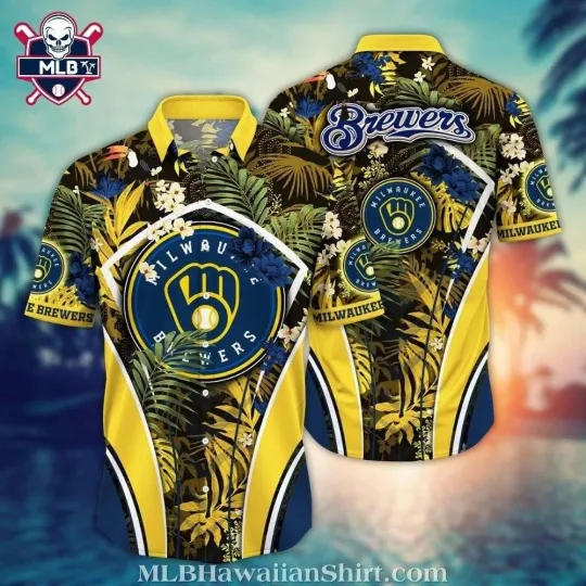Jungle Fever – Milwaukee Baseball Team Brewerss Tropical Floral Hawaiian Shirt