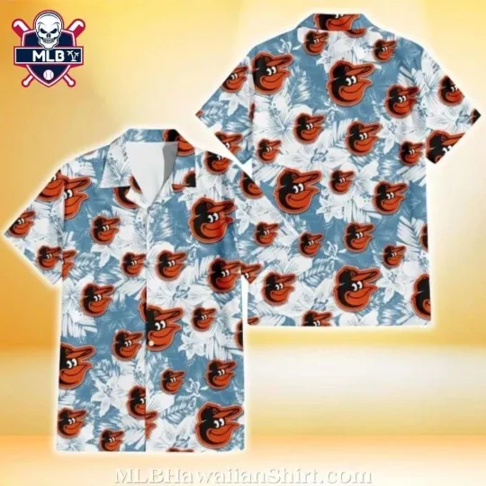 Discover Baltimore Baseball Team Orioless Blue Tropical Hibiscus Aloha Shirt