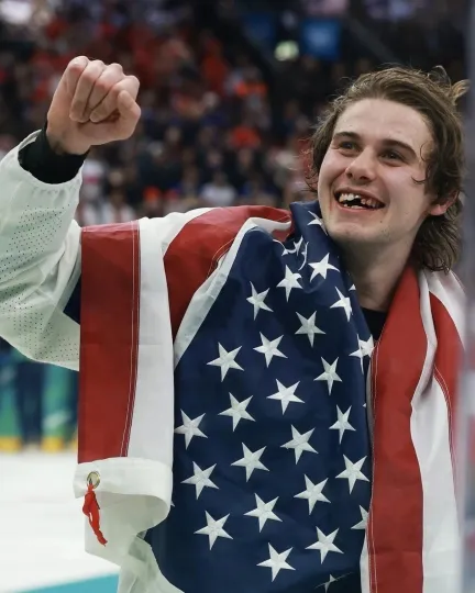 Discover Jack Hughes USA Hockey 2026 Winter Gold Medal Poster