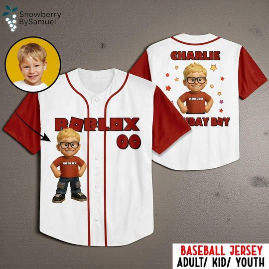 Discover Custom Gamer Birthday Jersey with Photo, Kids Youth Adult Personalized Baseball Shirt