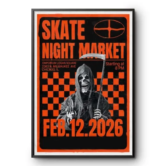 Discover Skate Night Market Vertical Poster February 12, 2026