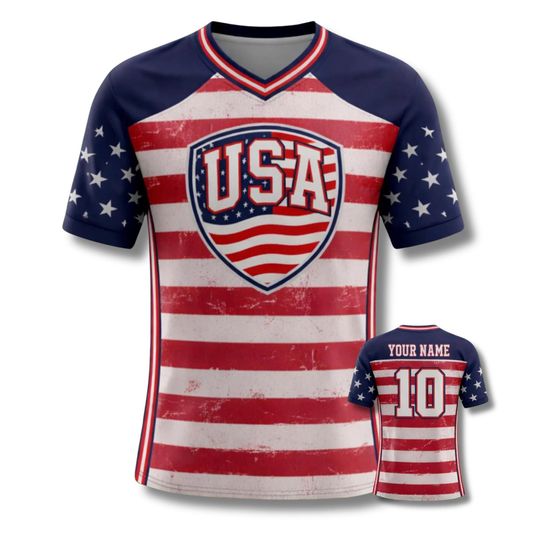 Discover USA Soccer Jersey Custom Name Number, Unisex All Over Print Football Shirt