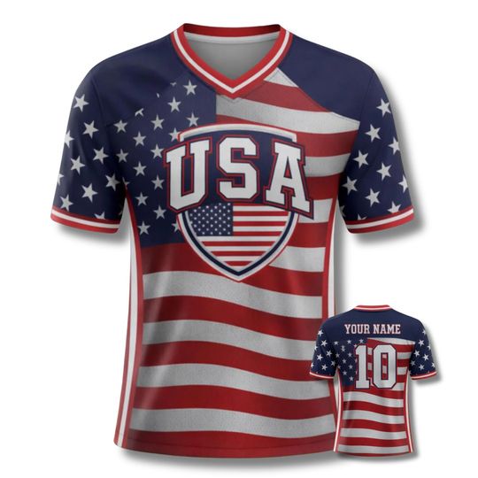 Discover USA Soccer Jersey Custom Name Number, Unisex All Over Print Football Shirt