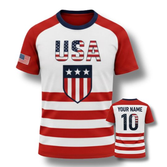 Discover Custom USA Soccer Fan Jersey, Personalized Name Number Shirt, American Flag Supporter Tee