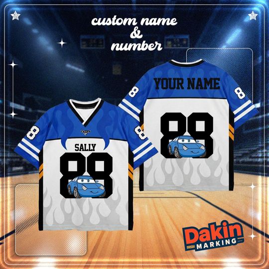 Discover Cars Inspired Custom Football Jersey, Personalized Name Number Sports Shirt, Racing Cartoon Jersey Gift