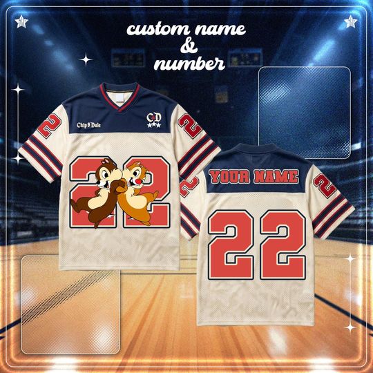 Discover Chip and Dale Football Jersey Custom Name Number, Disney Cartoon Sports Shirt, Personalized Baseball Style Jersey