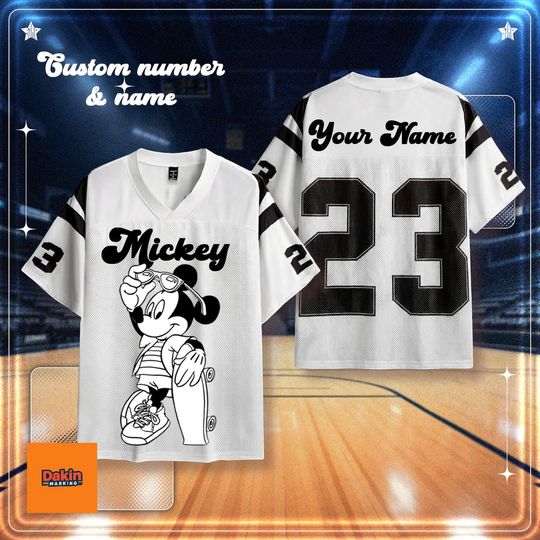 Discover Personalized Mickey football Jersey, Custom Name & Number, Disney Streetwear Sports Shirt Gift