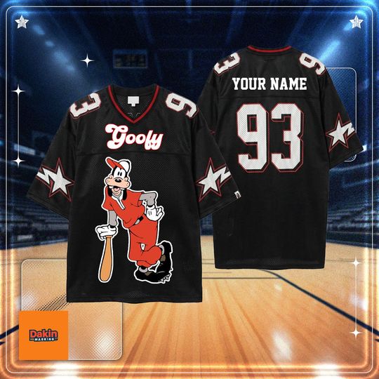 Discover Disney Goofy football Mesh Football Jersey Custom Name & Number, Cartoon Sports Jersey, Gift for Fans