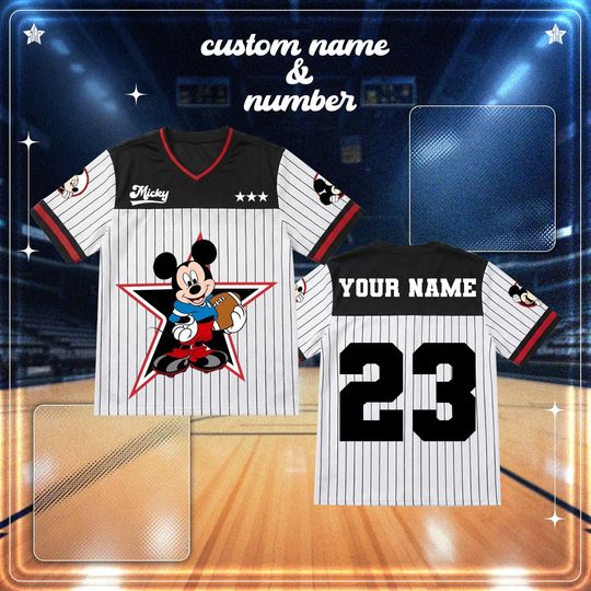 Discover Mickey Mouse Football Jersey Custom Name Number, Disney Mickey Sports Shirt, Personalized Baseball Style Jersey
