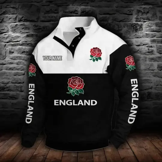 England Rugby Team Collar Sweatshirt New Edition Rugby Fan Team