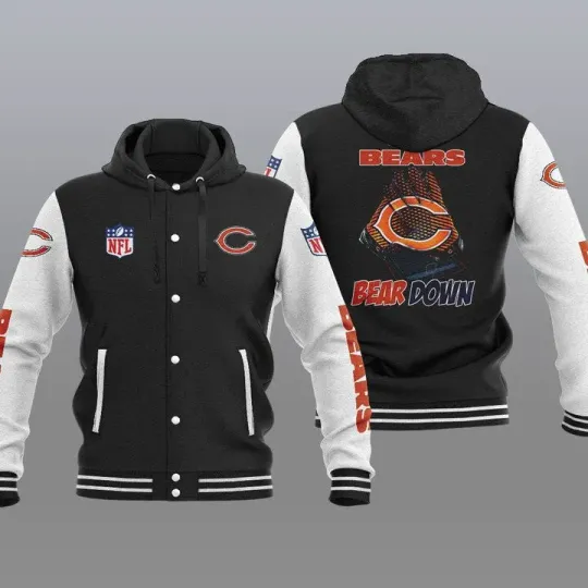 Discover Chicago Bears Hooded Baseball Jacket
