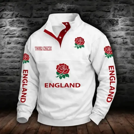 England Rugby Team Collar Sweatshirt New Edition Rugby Fan Team