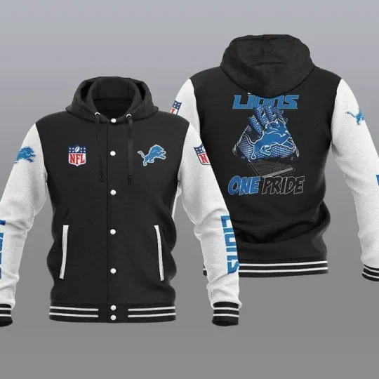 Detroit Lions Hooded Baseball Jacket