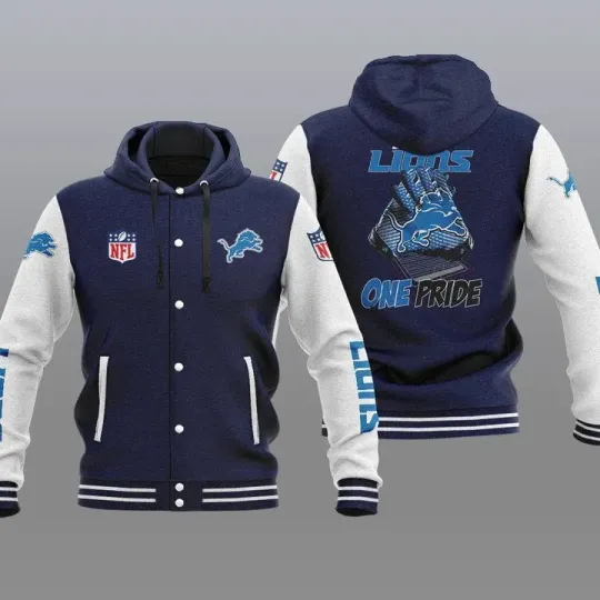 Detroit Lions Hooded Baseball Jacket