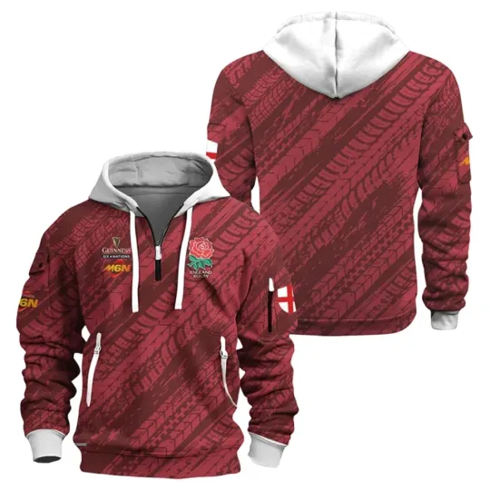 England Rugby Team – Six Nations Champs 2026 Quarter Zip Hoodie
