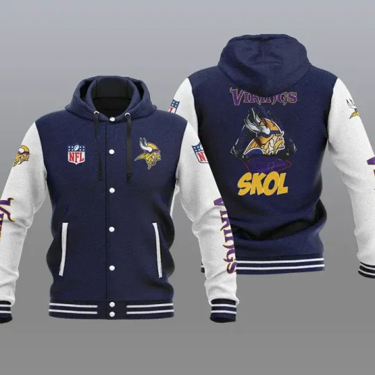 Minnesota Vikings Hooded Baseball Jacket