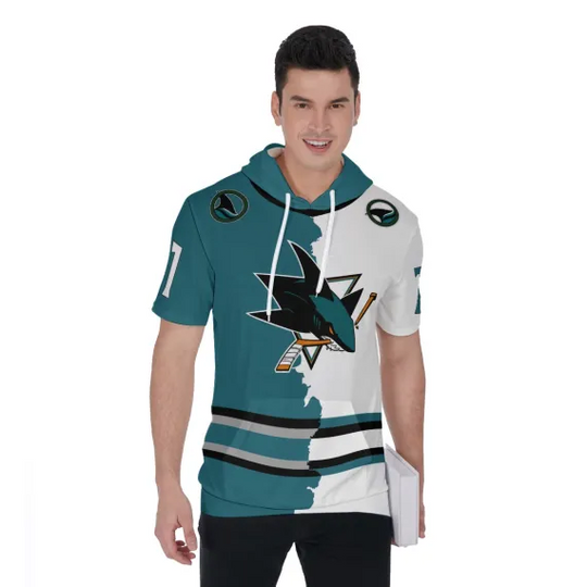 San Jose Sharks Personalize Short Sleeve Hoodie