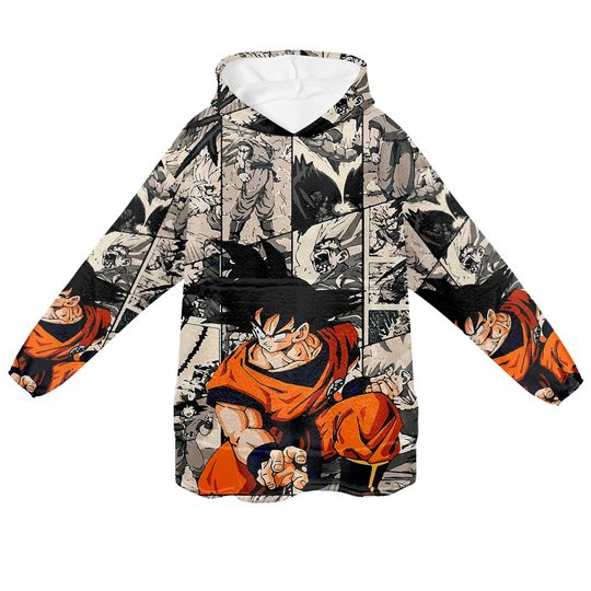 Dragon Ball Blanket Hoodie Wearable Blanket with Pocket Soft Cozy Sleeping Bag