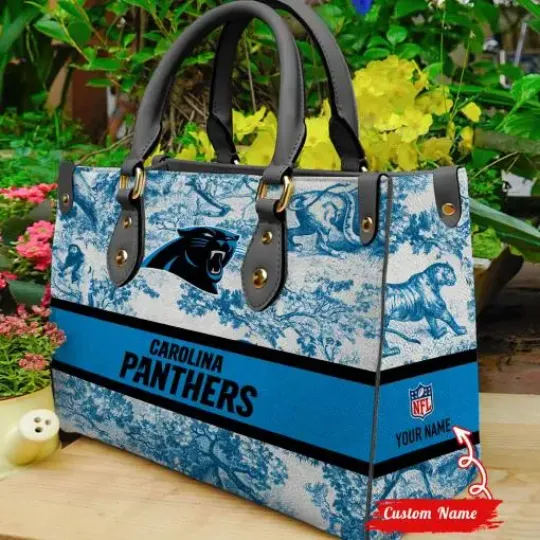 Carolina Panthers Personalized Leather Bag