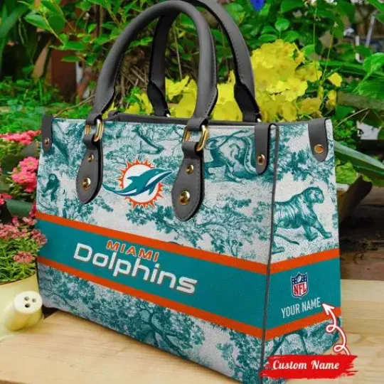Miami Dolphins Personalized Leather Bag