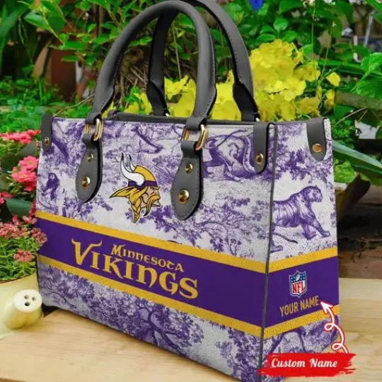 Minnesota Vikings Personalized Leather Bag