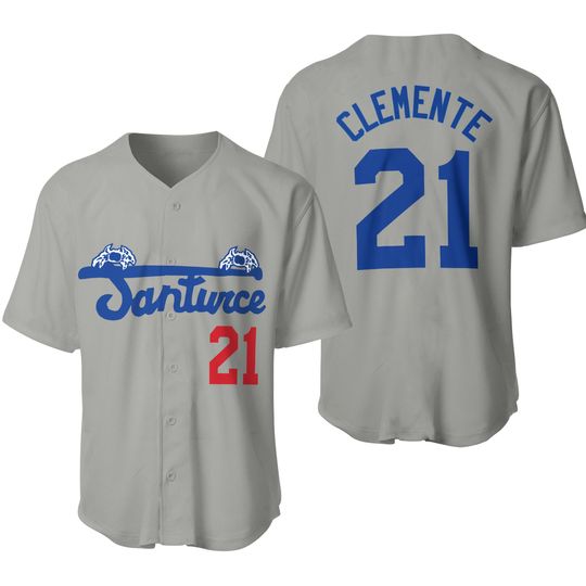 Santurce Cangrejeros Roberto Clemente Baseball Jersey Gray