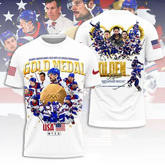USA Men’s Hockey 2026 Winter Olympics Gold Medal 3D Shirt