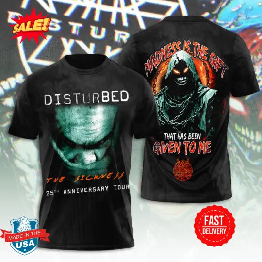 Discover Disturbed Band Concert 2025 3D T Shirt All Size