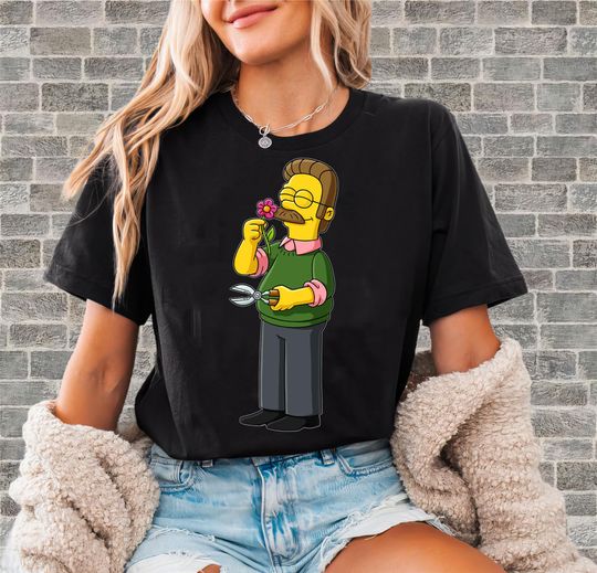 Discover The Simpsons Ned Flanders Art Cartoon T-Shirt
