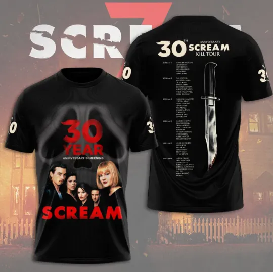 Scream 30Th Anniversary 2026 3D Printed T-Shirt