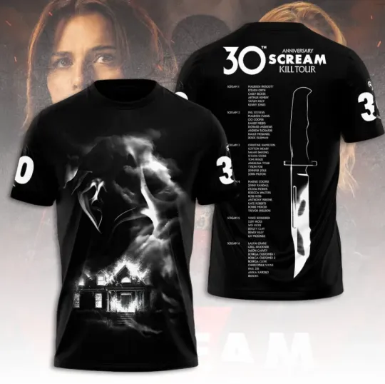 Discover Scream 30Th Anniversary 2026 3D Printed Black T-Shirt